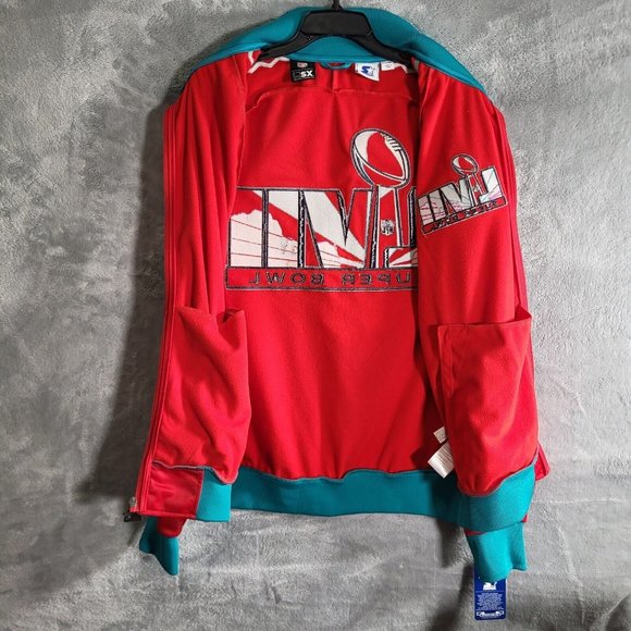 Starter Red Michael Strahan NFL Super Bowl LVII Embroidered Track Jacket Sz XL - Picture 3 of 12